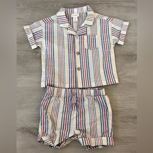 12 month Cat and Jack red, white, and blue pin stripe set